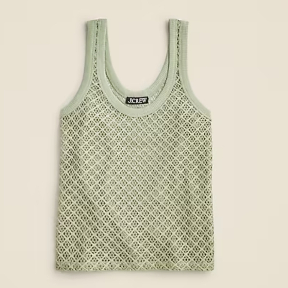 J. Crew Sage Green Crochet Tank Top